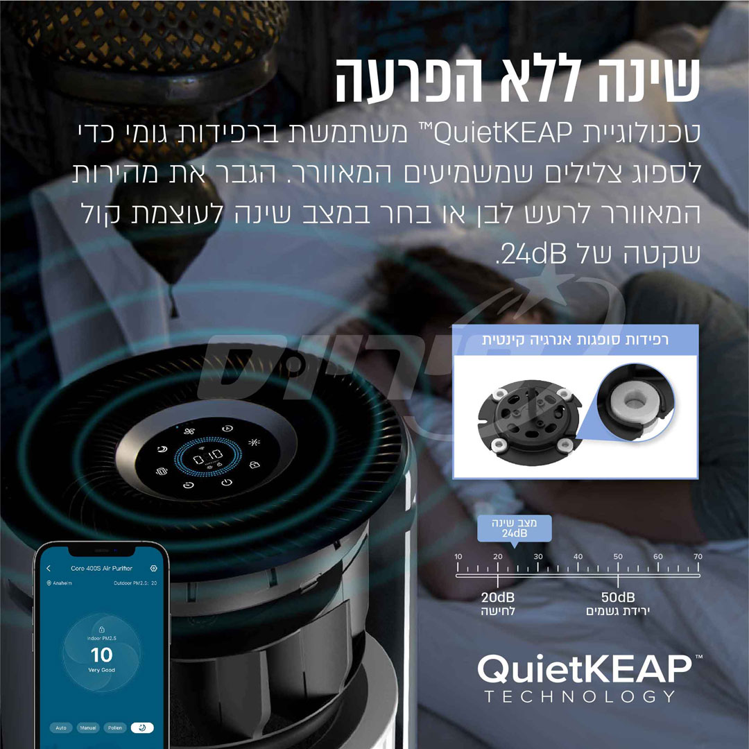 מטהר אוויר חכם HEPA עם WIFI LEVOIT דגם LAP-C401S-WAAA לחדרים גדולים – תמונה 2