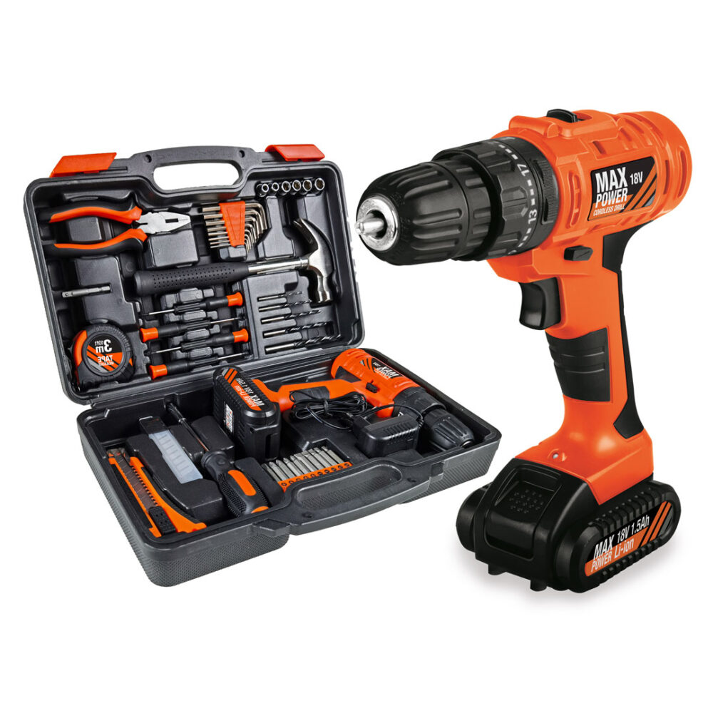 סט מברגה אימפקט נטענת PURE ENERGY DRILLX-45 עם 45 חלקים 18V