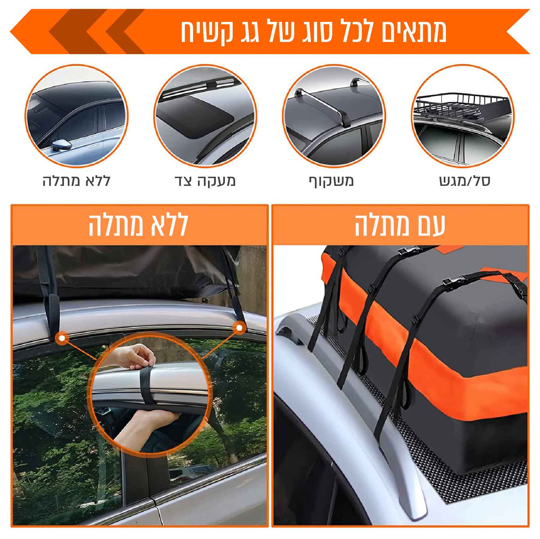 תיק גג לרכב מוגן מים 600 ליטר SIRIUS LIVING ROOFTOP-600 – תמונה 3