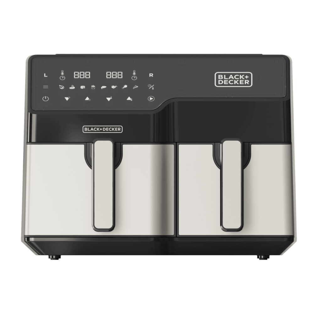 סיר טיגון דיגיטלי שחור BLACK&DECKER דגם BXAF9000E שני תאים 5.5L ו-3.5L 2500W