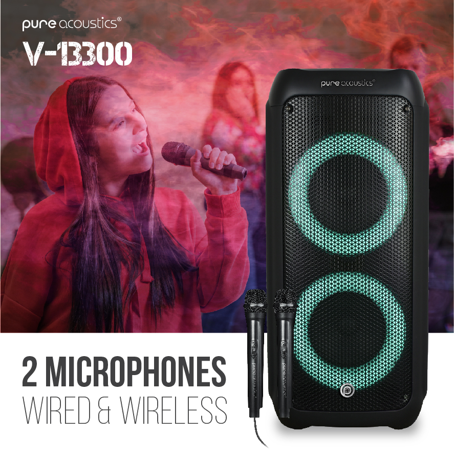 רמקול נייד PURE ACOUSTICS דגם V-13300 עם 2 מיקרופונים – תמונה 4
